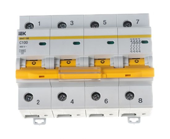 Автоматический модульный выключатель IEK ВА 47-100 4п, C, 100А, 10кА, ИЭК MVA40-4-100-C 