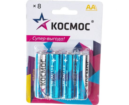 Алкалиновые элементы питания КОСМОС LR6 8 шт. на блистере, KOCLR6BL8 