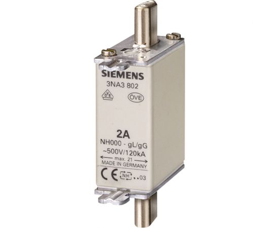 Низковольтная плавкая вставка Siemens GLGG Типоразмер 00, Iном.63A, Uном.500В 3NA3822 