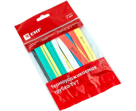 Термоусаживаемая трубка EKF ТУТ 8/4 PROxima набор: 7 цветов по 3шт., 100мм tut-n-8 