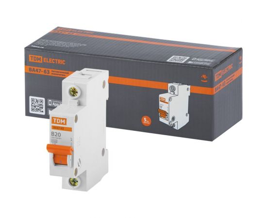 Автоматический выключатель TDM ВА47-63 1Р 20А 4,5кА характеристика B SQ0218-0040 