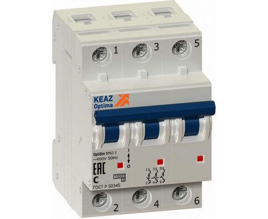Автоматический модульный выключатель КЭАЗ OptiDin BM63-3C25-УХЛ3 260794 