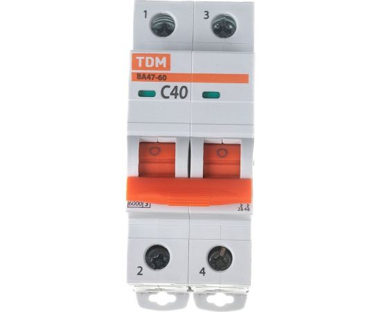 Автоматический выключатель TDM ВА47-60 2Р 40А 6кА характеристика С SQ0223-0097 