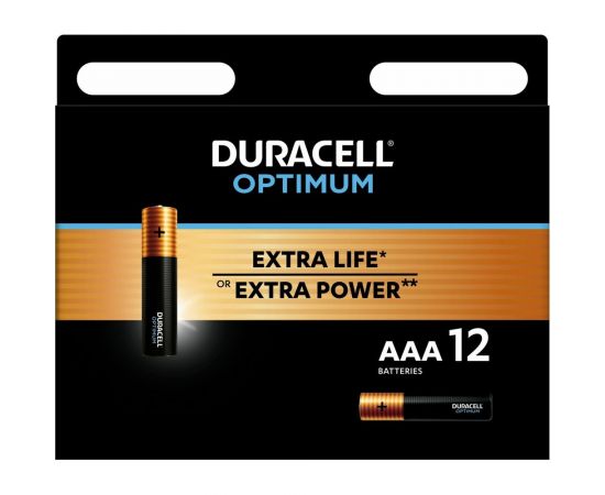Батарейки Duracell Optimum щелочные, размера ААА, 12 шт., Б0056029 