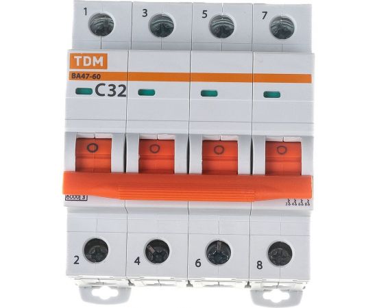Автоматический выключатель TDM ВА47-60, 4Р, 32А, 6кА, характеристика С SQ0223-0128 