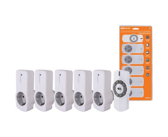 Комплект для беспроводного управления розетками TDM ПУ4-Р1.5 5 приемников "Уютный дом" SQ1508-0206 