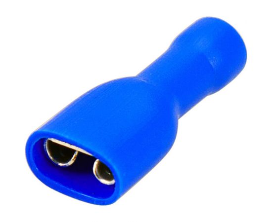 Плоская полностью изолированная клемма REXANT РППи-м 2,5-(6,3) гнездо 6,6 мм 1,5-2,5 мм2 синяя 10 шт 06-0395-A 