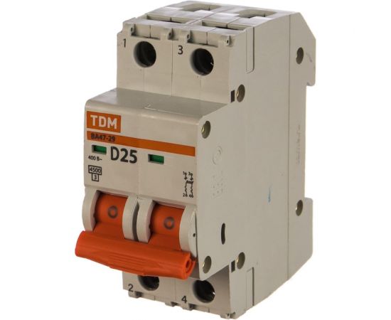 Автоматический выключатель TDM ВА47-29 2Р 25А 4.5кА D SQ0206-0159 