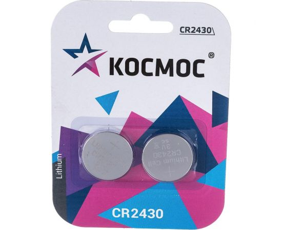 Элемент питания КОСМОС CR2430 3V Lithium 2BL, KOCR2430BL2 