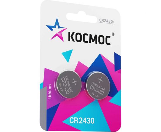 Элемент питания КОСМОС CR2430 3V Lithium 2BL, KOCR2430BL2 – изображение 2