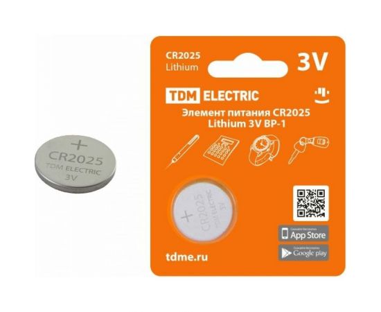 Элемент питания TDM CR2025 Lithium 3V BP-1 SQ1702-0098 – изображение 2