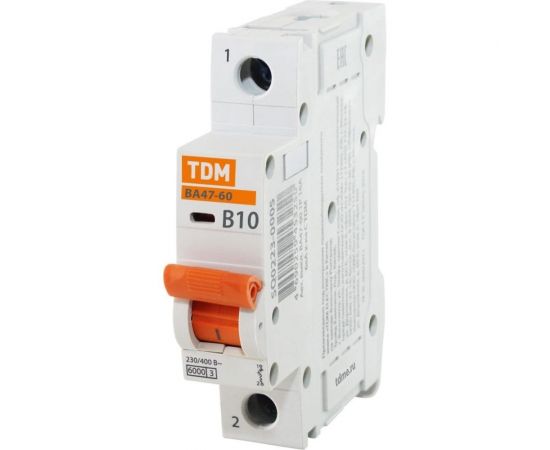 Автоматический выключатель TDM ВА47-60, 1Р, 10А, 6кА, характеристика В SQ0223-0005 – изображение 2