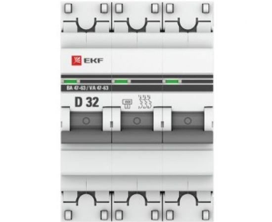 Автоматический выключатель EKF 3P 32А D 4,5kA ВА 47-63 PROxima SQmcb4763-3-32D-pro – изображение 2