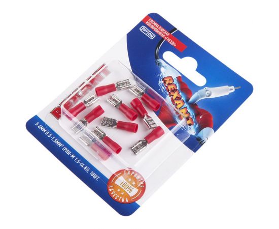 Плоская изолированная клемма REXANT РПи-м 1,5-(4,8) гнездо - 5,6 мм 0,5-1,5 мм2 красная, 10 шт 06-0386-A – изображение 2