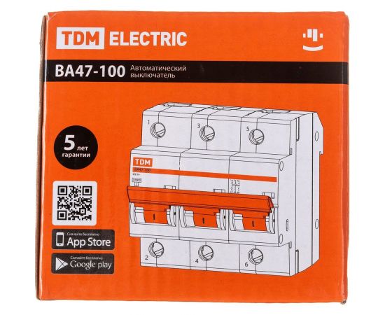 Автоматический выключатель TDM ВА47-100 3Р 125А 10кА характеристика D SQ0207-0095 – изображение 3