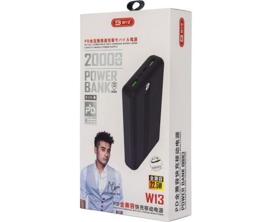 Портативное ЗУ BYZ, Power Bank W13 20000 mAh, черный 23750-W13BK – изображение 3
