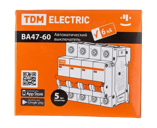 Автоматический выключатель TDM ВА47-60, 4Р, 25А, 6кА, характеристика С SQ0223-0127 – изображение 3