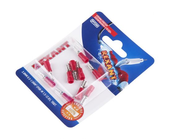 Плоская изолированная клемма REXANT РПи-м 1.5-(2.8) гнездо 3,8 мм 0.5-1.5 мм2 красная, 10 шт 06-0385-A – изображение 3