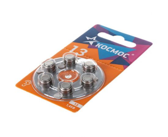 Воздушно цинковый элемент питания КОСМОС для слухового аппарата ZA13(13, PR48, DA13, V13A) 1,45V 6BL, KOCZA-13BL6 – изображение 3