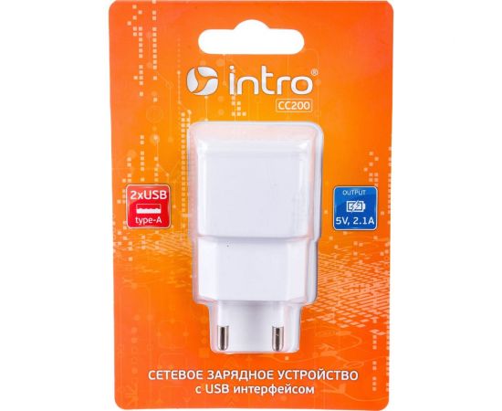 Сетевая зарядка Intro USB, 2 USB, 2.1A Б0035553 – изображение 3