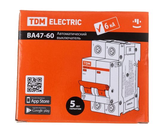 Автоматический выключатель TDM ВА47-60 2Р 40А 6кА характеристика С SQ0223-0097 – изображение 3