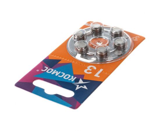 Воздушно цинковый элемент питания КОСМОС для слухового аппарата ZA13(13, PR48, DA13, V13A) 1,45V 6BL, KOCZA-13BL6 – изображение 4