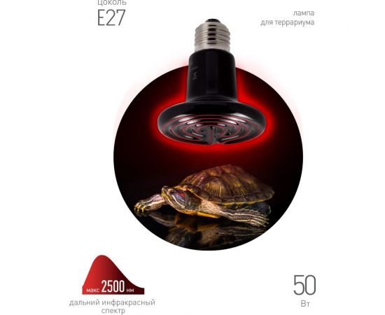 Инфракрасная лампа ЭРА FITO-50W-НQ керамическая, серии CeramiHeat ,модель RX для брудера, рептилий, 50 Вт, Е27 Б0052714 – изображение 4
