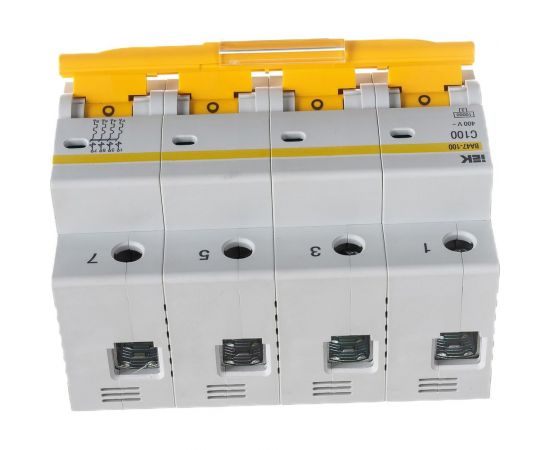 Автоматический модульный выключатель IEK ВА 47-100 4п, C, 100А, 10кА, ИЭК MVA40-4-100-C – изображение 4