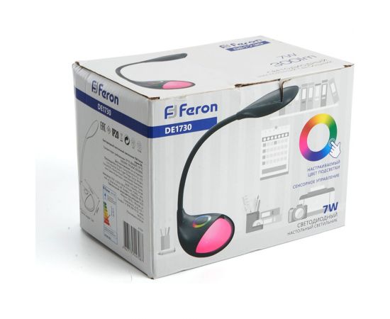 Настольный светодиодный диммируемый светильник FERON DE1730, черный, 7W, 300Lm, 6000-6500K, 41554 – изображение 6