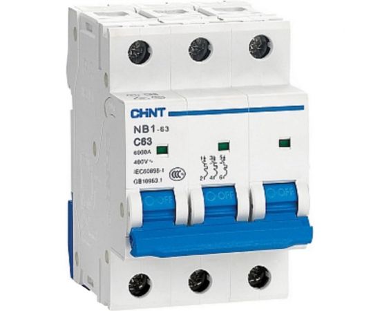 Автоматический выключатель CHINT NB1-63, 3P, 6A, 6кА, характеристика C 179709 