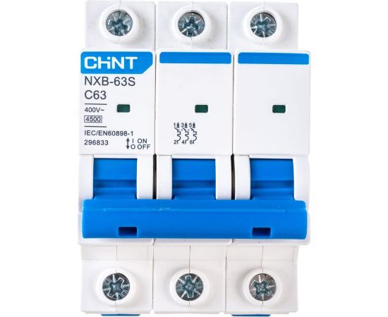 Автоматический выключатель CHINT NXB-63S 3P 63А 4.5kA характеристика C R 296833 