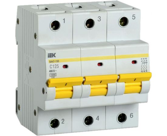 Автоматический выключатель IEK ВА47-150, 3Р, 125А, 15кА, характеристика C MVA50-3-125-C 