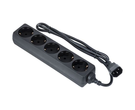 Удлинитель ExeGate для ИБП SPU-5-1,8B 5 евророзеток с заземлением, 1,8м, вилка IEC320-C14 UPS, черный 221202 