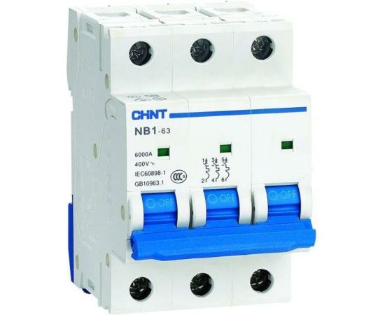 Автоматический модульный выключатель CHINT 3п D 6А 6кА NB1-63 (R) 179723 
