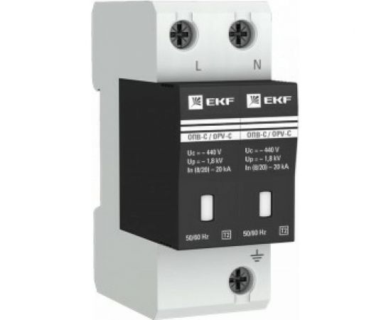 Ограничитель импульсных напряжений EKF серии ОПВ-C/2P In 20кА 400В EKF opv-c2 