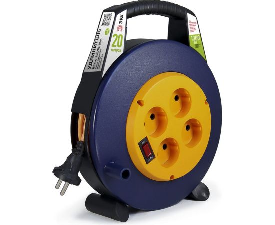 Силовой удлинитель ЭРА BPx-4-2x0,75-20m в закрытом корпусе, без заземления, 4 розетки 20м ПВС, Б0052924 