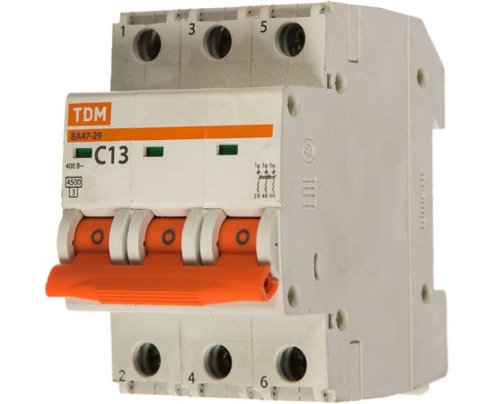 Автоматический выключатель TDM ВА47-29 3Р 13А 4.5кА С SQ0206-0108 