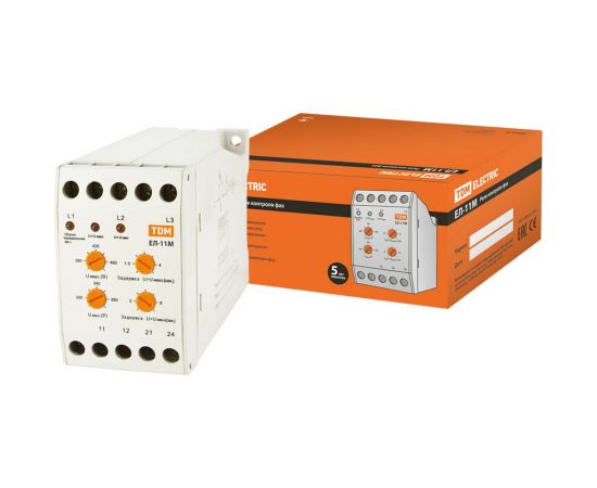 Реле контроля фаз TDM ЕЛ-11М-3x380В 1нр+1нз контакты SQ1504-0014 