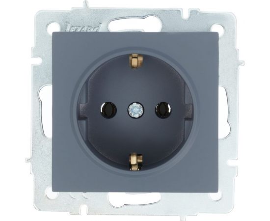 Розетка Lezard VESNA с заземлением, ПБТ, графит 742-3488-122B 