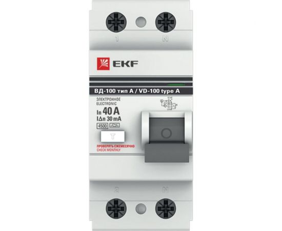 Электронное устройство защитного отключения EKF ВД-100 2P 40А/30мА электр, тип А PROxima elcb-2-40-30-e-a-pro – изображение 2