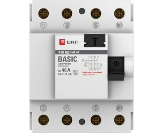 Устройство защитного отключения EKF УЗО, ВД-40, 4P, 40А/100мА, электронное, Basic SQ elcb-4-40-100e-sim – изображение 2