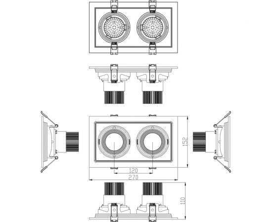 Карданный встраиваемый светильник ЭРА SKD123640KW20 2х20Вт 4000K 3600Лм 270х150х110 Б0049788 – изображение 3