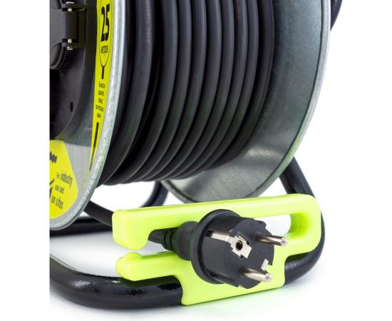 Силовой удлинитель на металлической катушке LUX PROFI К4-Е-25 (74225) КГ 3x2.5 25м 16А 4 розетки с заземлением IP44 4606400430131 – изображение 3
