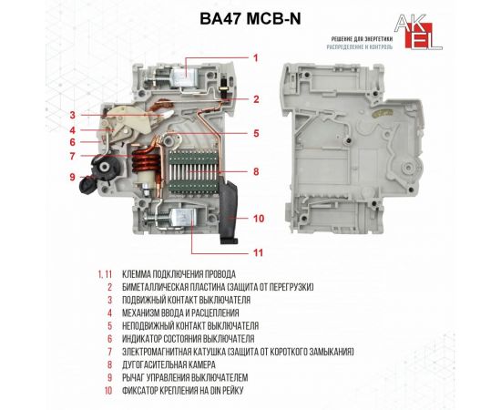 Автоматический выключатель AKEL ВА47-MCB-N-1P-B1-AC 400001 – изображение 3
