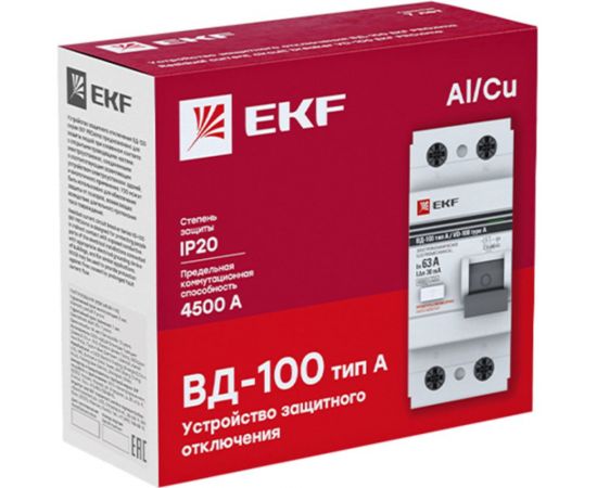 Электронное устройство защитного отключения EKF ВД-100 2P 40А/30мА электр, тип А PROxima elcb-2-40-30-e-a-pro – изображение 4