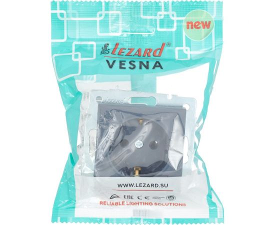 Розетка Lezard VESNA с заземлением, ПБТ, графит 742-3488-122B – изображение 4