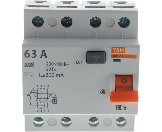 Устройство защитного отключения ВД1-63 4Р 63А 300мА TDM SQ0203-0043 – изображение 4
