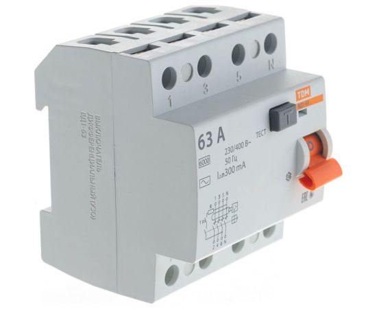 Устройство защитного отключения ВД1-63 4Р 63А 300мА TDM SQ0203-0043 – изображение 5