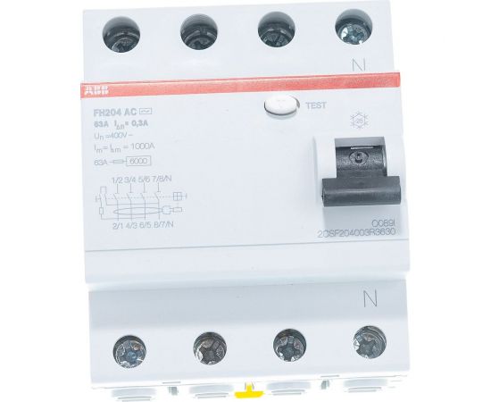 Выключатель диф.тока ABB 4мод. FH204 AC-63/0,3 2CSF204003R3630 – изображение 5