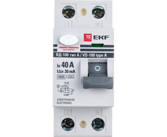 Электронное устройство защитного отключения EKF ВД-100 2P 40А/30мА электр, тип А PROxima elcb-2-40-30-e-a-pro – изображение 8
